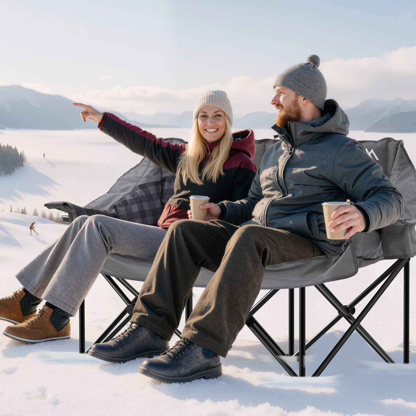 Heated Double Camping Chair Padded (Battery Not Included)