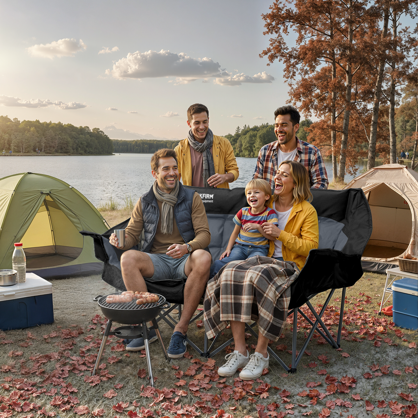 Double Camping Chair Oversized Padded Black