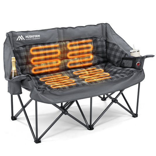 Heated Double Camping Chair Padded (Battery Not Included)
