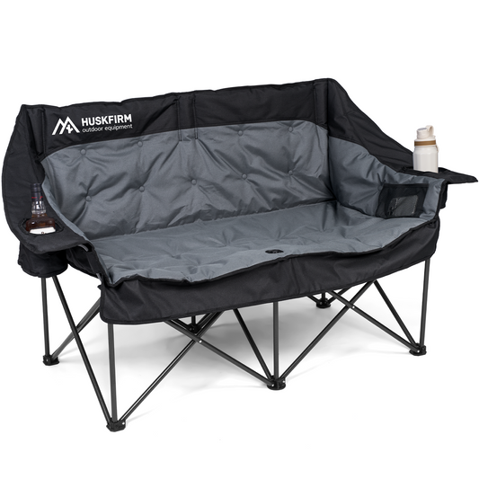 Double Camping Chair Oversized Padded Black