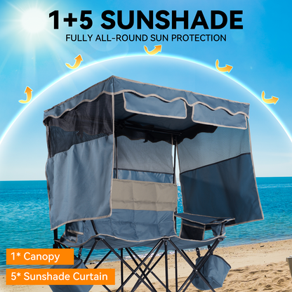 Double Beach Chair With Canopy Shade