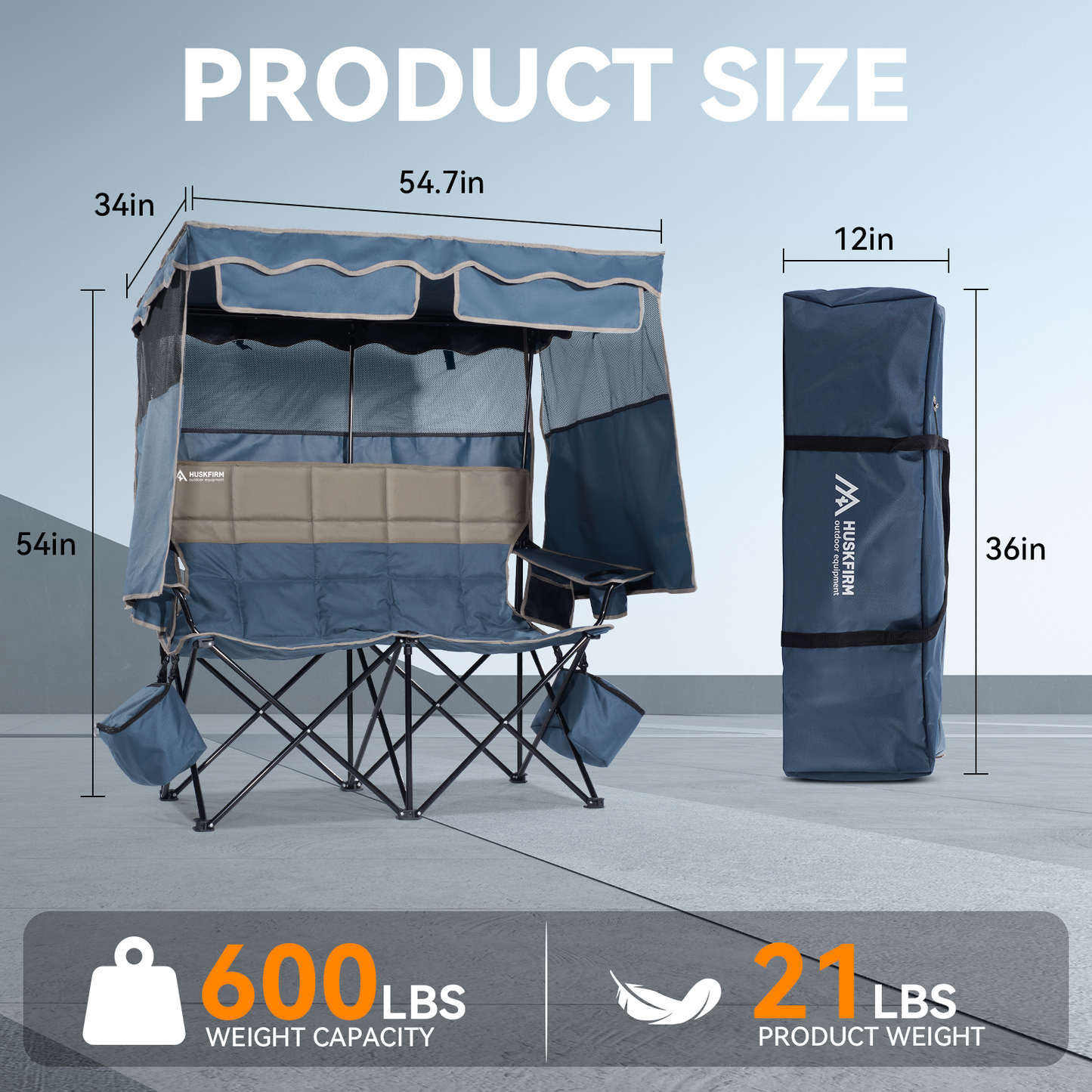 Double Beach Chair With Canopy Shade