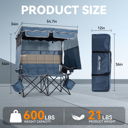 Double Beach Chair With Canopy Shade